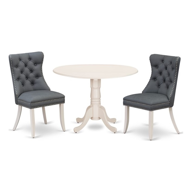 Pemberly Row 3-Piece Round Dining Table Set in Linen White Finish