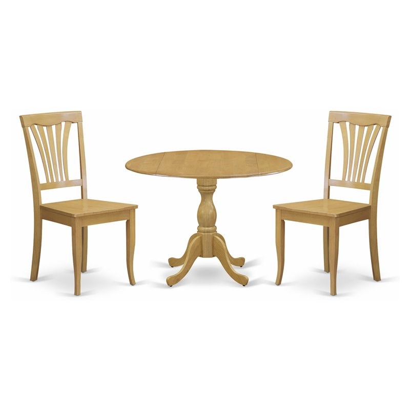 Pemberly Row 3-Piece Wood Dining Table Set with Oak Finish and Chairs
