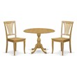 Pemberly Row 3-Piece Wood Dining Table Set with Oak Finish and Chairs