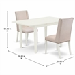 Pemberly Row 3-Piece Rubberwood Dining Table Set in Linen White Finish
