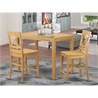 Pemberly Row 3-Piece Oak Wood Counter Height Dining Table and Chairs