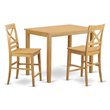 Pemberly Row 3-Piece Oak Wood Counter Height Dining Table and Chairs
