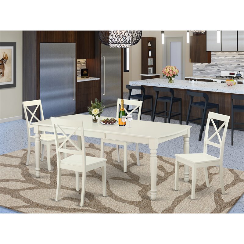Pemberly Row 5-Piece Wooden Dining Set in Linen White Finish