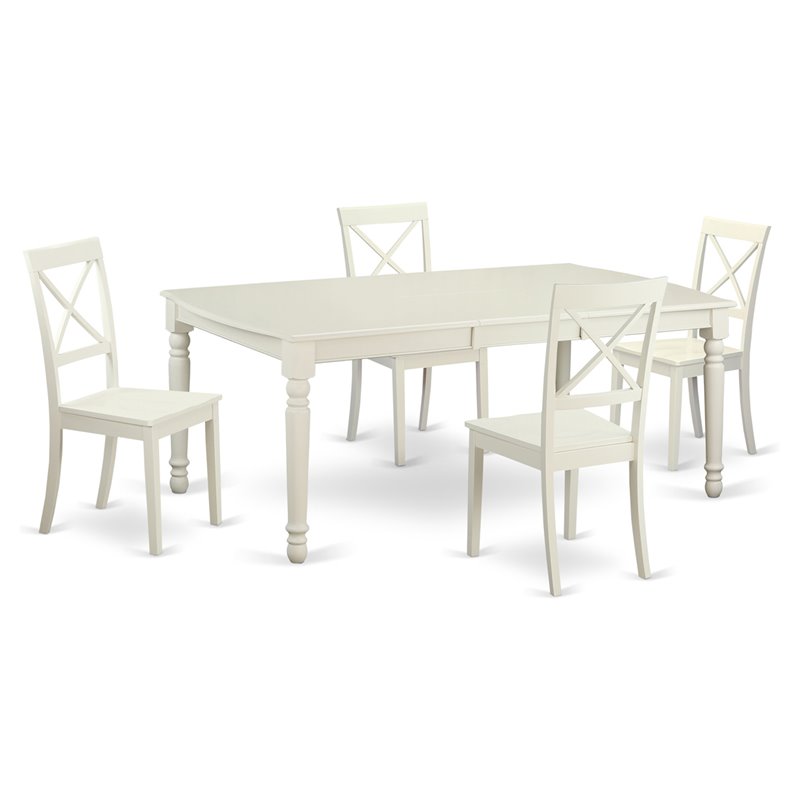 Pemberly Row 5-Piece Wooden Dining Set in Linen White Finish