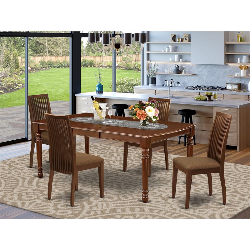 Pemberly Row 5-Piece Mahogany Wood Dining Table and Chair Set