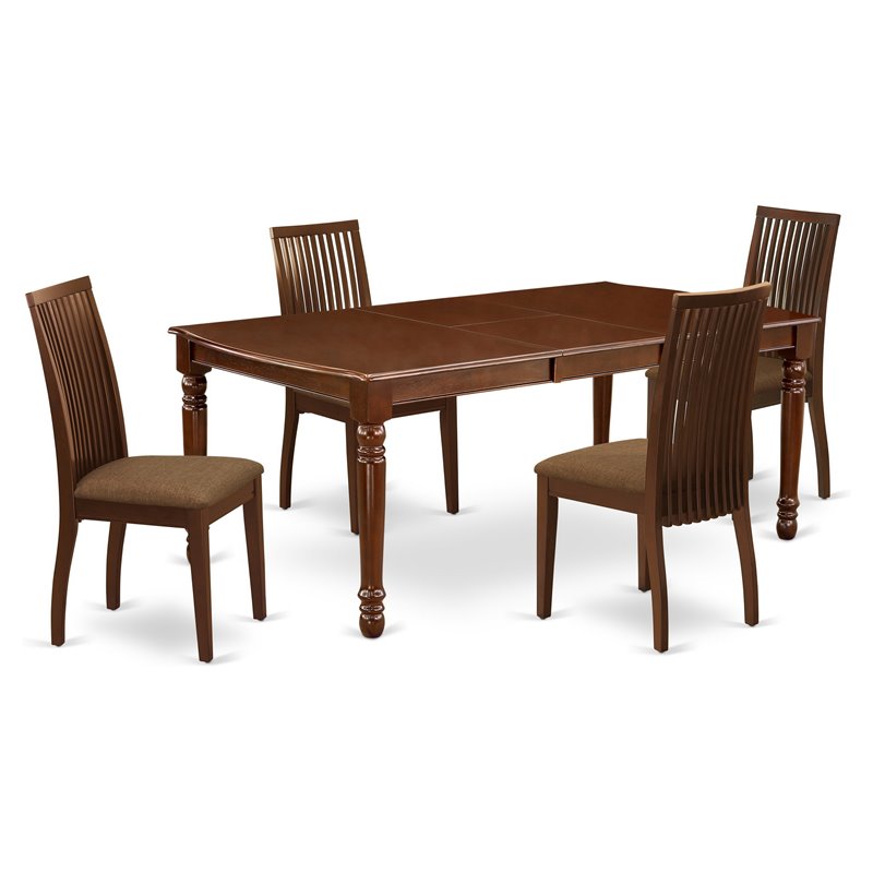 Pemberly Row 5-Piece Mahogany Wood Dining Table and Chair Set