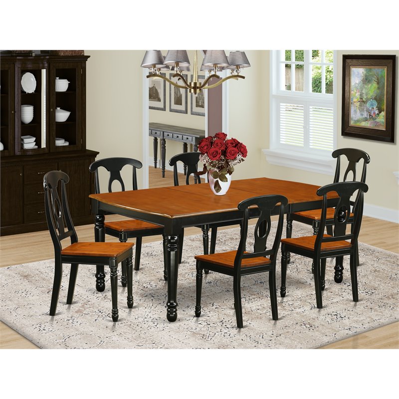 Pemberly Row 7-Piece Dining Table and Chair Set in Black and Cherry