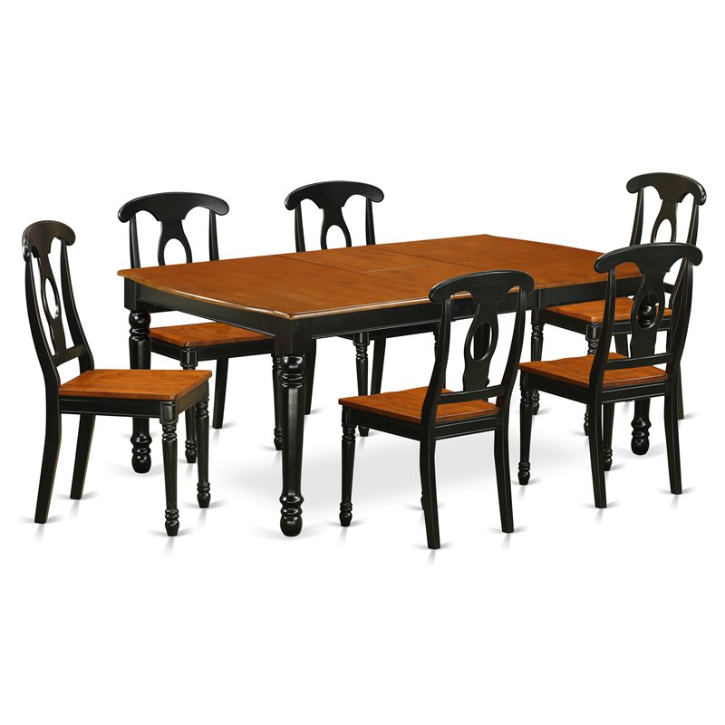 Pemberly Row 7-Piece Dining Table and Chair Set in Black and Cherry