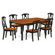 Pemberly Row 7-Piece Dining Table and Chair Set in Black and Cherry