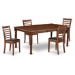 Pemberly Row 5-Piece Mahogany Dining Set with Faux Leather Seats