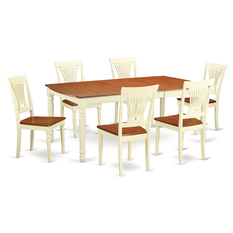 Pemberly Row 7-Piece Buttermilk & Cherry Wood Dining Set with Table & Chairs