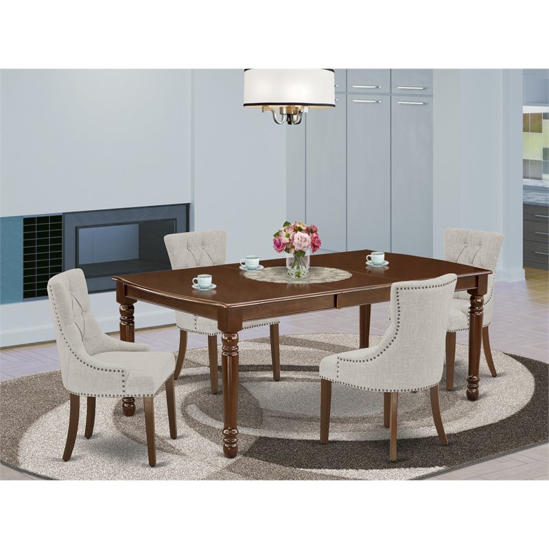 Pemberly Row 5-Piece Wood Dining Set with Mahogany and Doeskin Finish