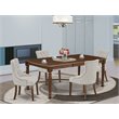 Pemberly Row 5-Piece Wood Dining Set with Mahogany and Doeskin Finish