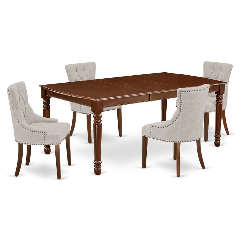 Pemberly Row 5-Piece Wood Dining Set with Mahogany and Doeskin Finish