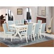 Pemberly Row X-Style 9-Piece Wood Dining Room Set in Linen White