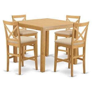 Pemberly Row Cafe 5-Piece Wood Counter Height Dining Set in Oak