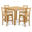 Pemberly Row Cafe 5-Piece Wood Counter Height Dining Set in Oak