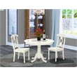 Pemberly Row Hartland 3-Piece Dining Set in Linen White Hardwood