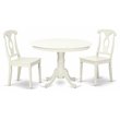 Pemberly Row Hartland 3-Piece Dining Set in Linen White Hardwood