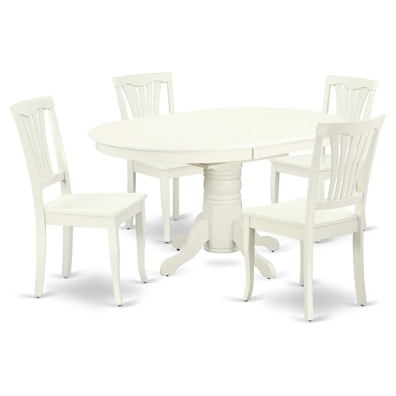 Pemberly Row 5-Piece Oval Wood Dining Set in Linen White