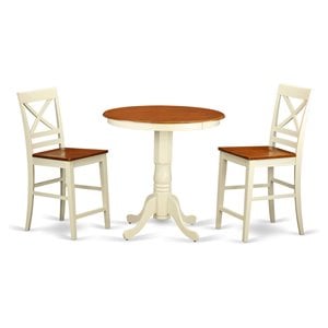 Pemberly Row 3-Piece Counter Height Dining Set in Buttermilk and Cherry