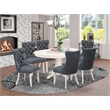 Pemberly Row 7-Piece Dining Set with Faux Leather Chairs in White & Gray
