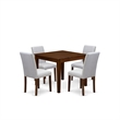 Pemberly Row 5-Piece Square Dining Table Set in Antique Walnut and Gray