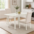 Pemberly Row 3-Piece White Wood Dining Set with Button Tufted Chairs