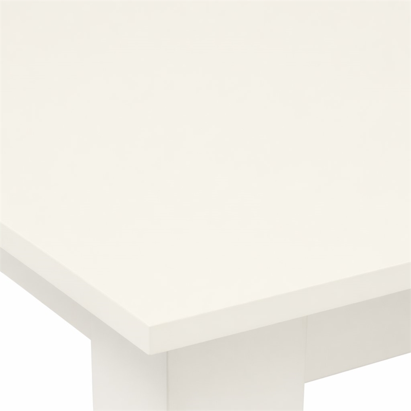 Pemberly Row 3-Piece White Wood Dining Set with Button Tufted Chairs