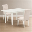 Pemberly Row 3-Piece White Wood Dining Set with Button Tufted Chairs
