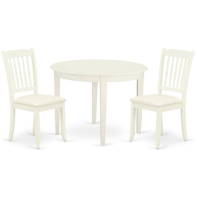 Pemberly Row 3-Piece Round Dining Table and Linen White Chairs