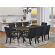 Pemberly Row X-Style 9-Piece Wood Dining Table Set in Black Finish