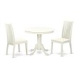 Pemberly Row 3-Piece Traditional Round Wood Dining Set in Linen White