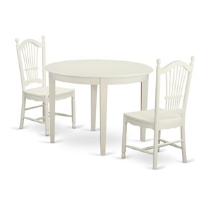Pemberly Row 3-Piece Wood Dining Set in Linen White Finish