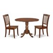 Pemberly Row 3-Piece Mahogany Round Dining Set with Slatted Chair Back