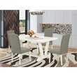 Pemberly Row 5-Piece Wood Dining Set in White/Dark Shitake Finish