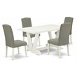 Pemberly Row 5-Piece Wood Dining Set in White/Dark Shitake Finish