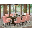 Pemberly Row 9-Piece Dining Set with Butterfly Leaf Table in Jacobean Finish
