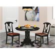 Pemberly Row 3-Piece Wood Dining Set with Round Table in Black Finish