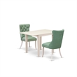 Pemberly Row 3-Piece Wooden Dinette Set in Linen White and Willow Green