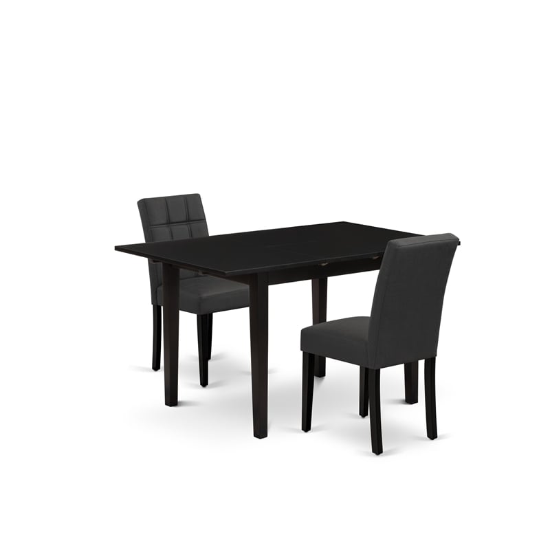 Pemberly Row 3-Piece Dining Table Set with Faux Leather Chairs in Black