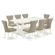 Pemberly Row 9-Piece Wood Kitchen Set in Linen White with Rubber Wood