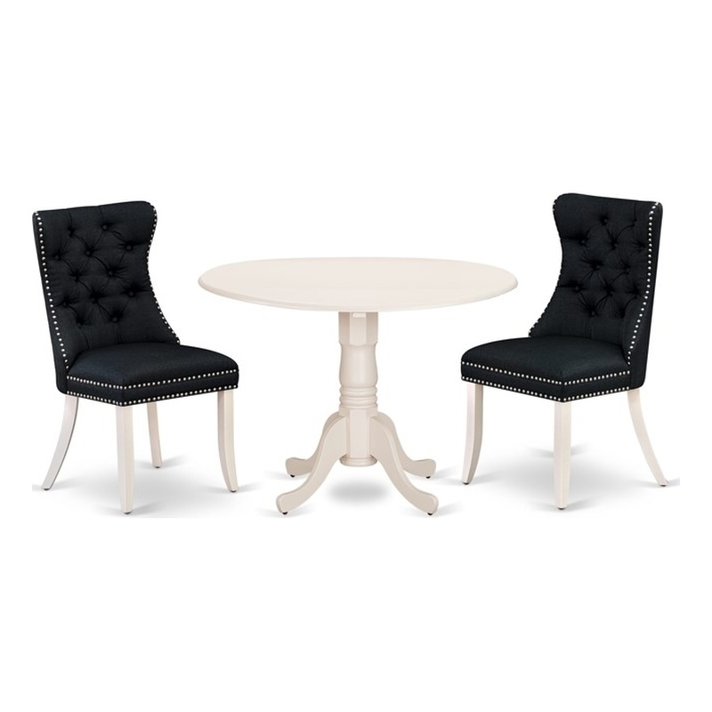 Pemberly Row 3-Piece Kitchen Table Set in Rubber Wood with Linen Finish