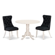 Pemberly Row 3-Piece Kitchen Table Set in Rubber Wood with Linen Finish