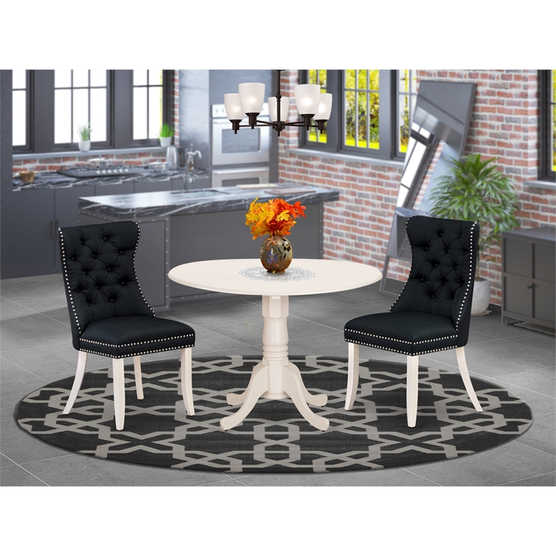 Pemberly Row 3-Piece Kitchen Table Set in Rubber Wood with Linen Finish