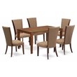 Pemberly Row 7-Piece Wood Dining Set with Mahogany Table & Light Sable Chairs