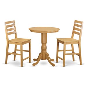 Pemberly Row 3-Piece Oak Dining Set with Counter Height Chairs