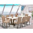 Pemberly Row 9-Piece Wood Dining Set in Linen White and Distressed Jacobean