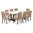 Pemberly Row 9-Piece Wood Dining Set in Linen White and Distressed Jacobean