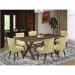 Pemberly Row 7-Piece Rectangular Dining Set with Parson Chairs in Limelight